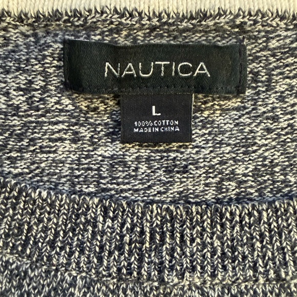 Nautica Women's Heathered Gray Crewneck Sweater with Navy Anchor - Picture 6 of 6